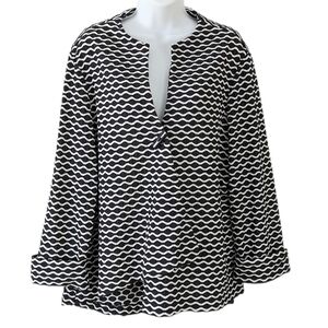 Frank Lyman open front textured geometric black&white cardigan size 14 @A9